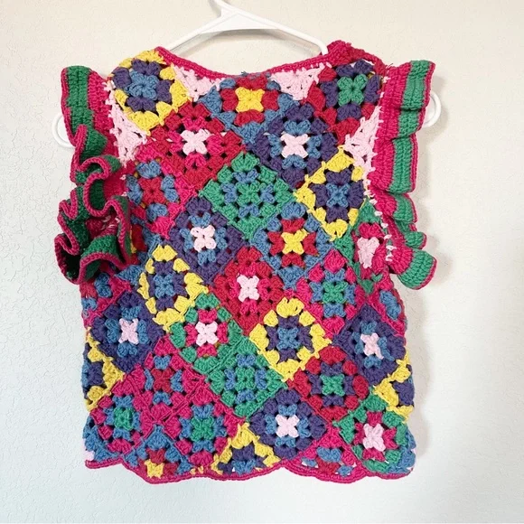 NWT Farm Rio Crochet Square Flutter Sleeve Vest Top Sz S - Picture 7 of 7